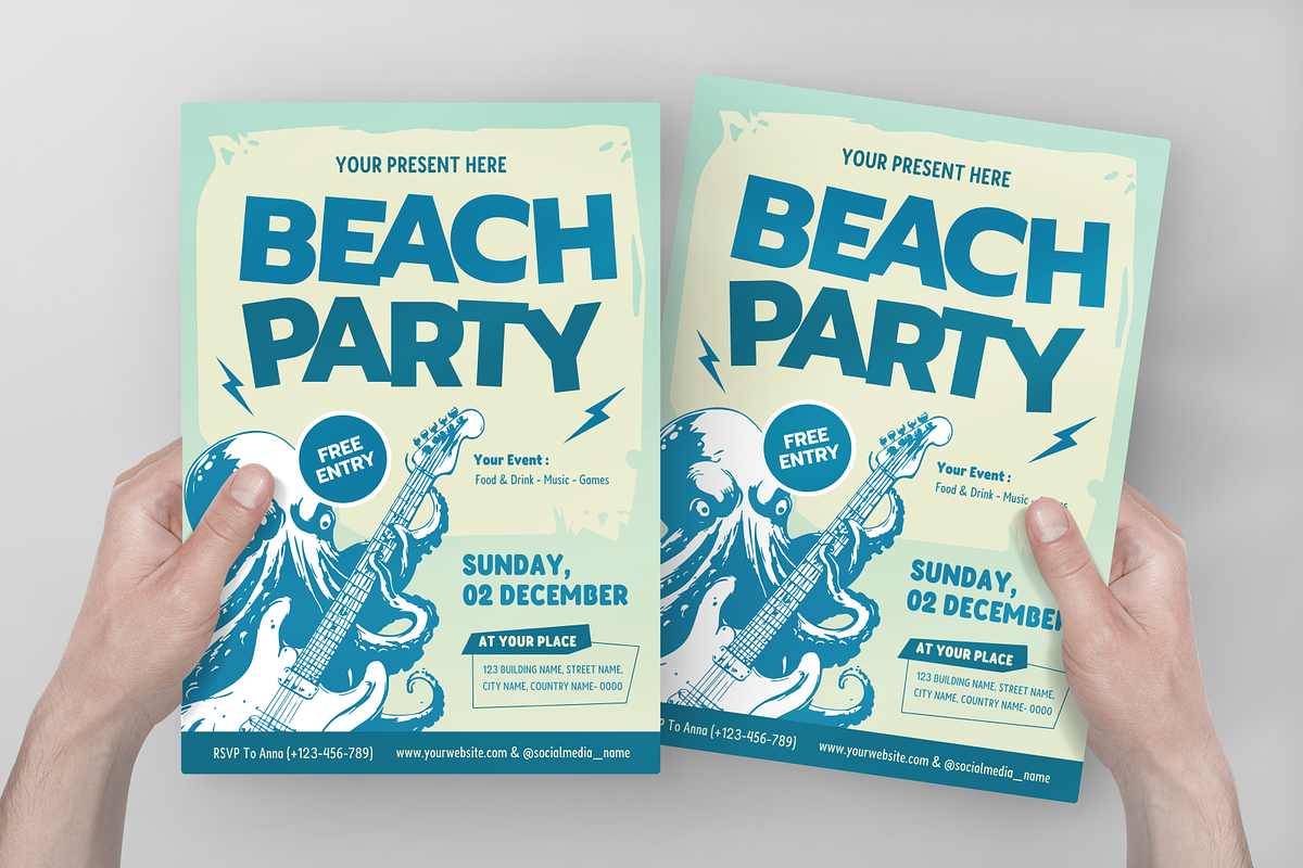 Beach Party Flyer, a Flyer Template by Annora Studio (Photo 4 of 5)