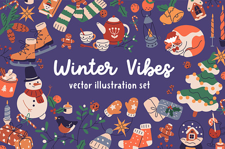 Cozy winter Christmas elements set, a Decorative Illustration by Good Studio