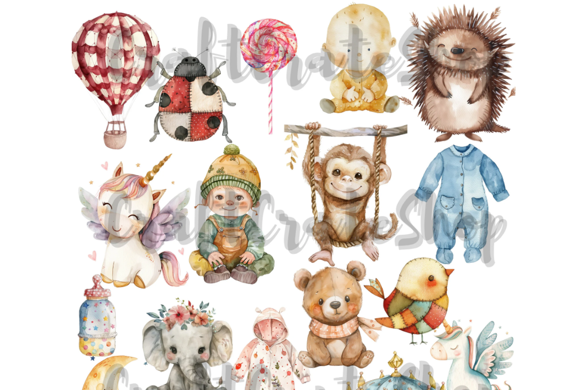 Watercolor Boho Baby Clipart, an Illustration by CraftCrateShop (Photo 5 of 7)