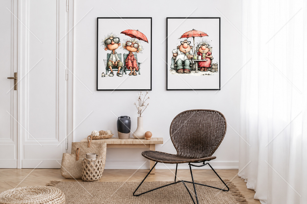 Whimsical Senior Couple Summer PNG, a Seasonal Illustration by Canvas Craft (Photo 7 of 10)