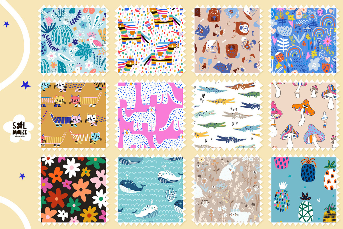CHILDISH PATTERNS PACK vol.8, a Pattern Graphic by solmariart