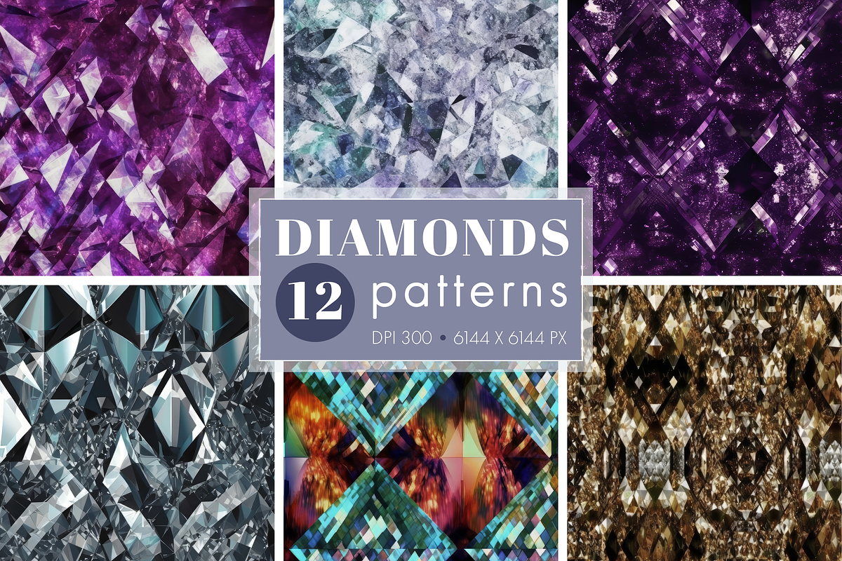Diamonds seamless patterns, a Pattern Graphic by Ninterints (Photo 1 of 16)