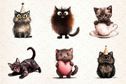 Cute Dark Brown Cat Clipart, an Illustration by Dream Creation (Thumbnail 2 of 6)