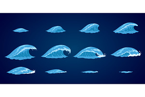 Animation water wave frame set, an Education Illustration by Things for designers