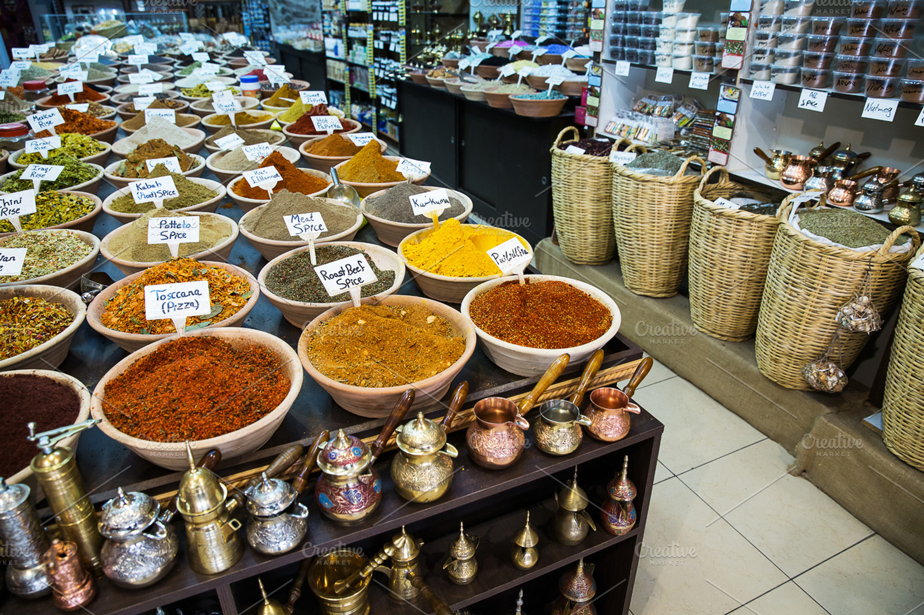 Spice shop on the market in jerusalem  featuring market, spice, and spicy, a Food & Drink Photo by suprunvitaly