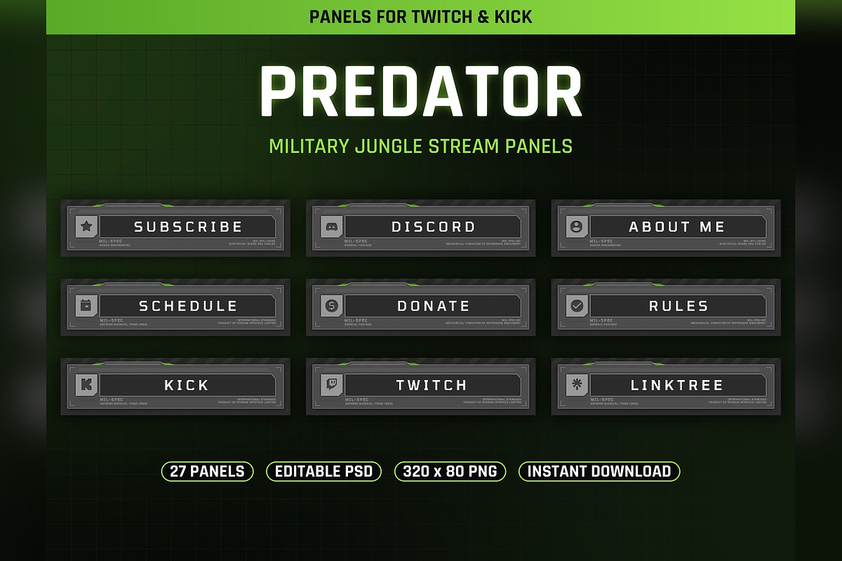 Predator Twitch & Kick Panels, an Object Graphic by Gear Store (Photo 1 of 5)