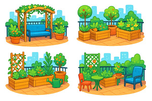 Beautiful urban garden design with, an Object Illustration by ZinetroN