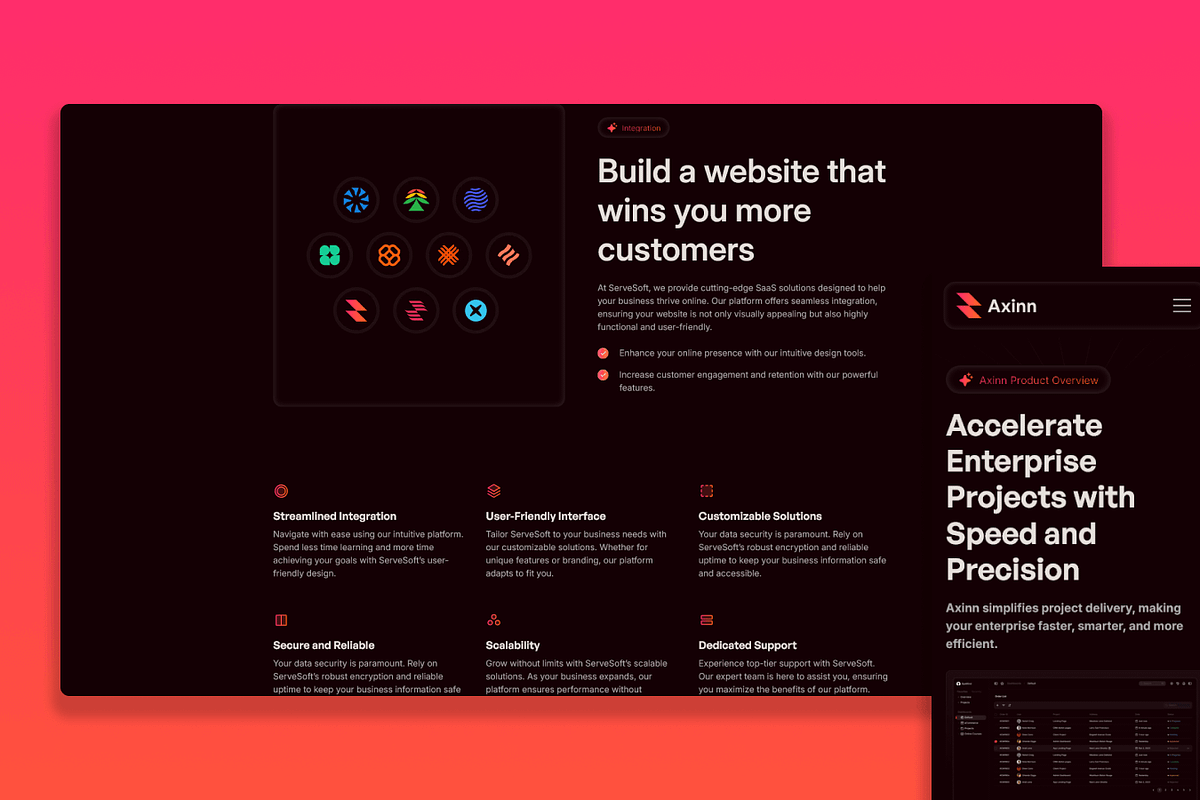 Axinn - Figma Modern SaaS Template, a Landing Page Template by Flow Samurai Templates (Photo 4 of 12)
