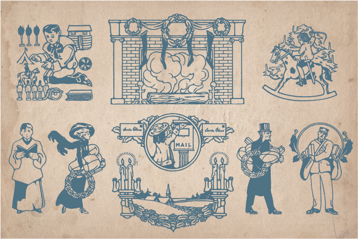 70 Vintage Christmas Illustrations, a Seasonal Illustration by Mr Vintage (Photo 6 of 9)