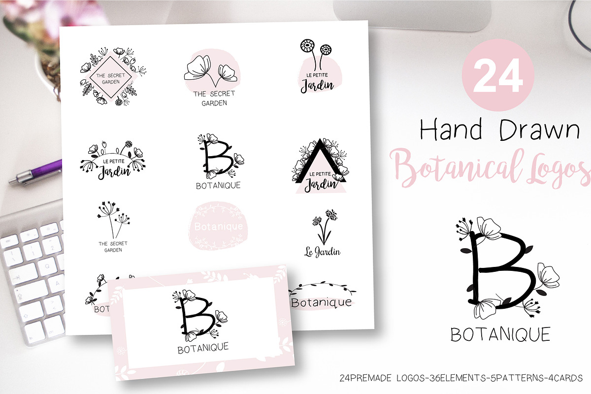 Botanical Hand Drawn Logo Bundle, a Branding & Logo Template by garu1987 (Photo 1 of 6)