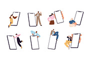 Tiny people show big smartphones set, a Person Illustration by PaperTrident (Thumbnail 1 of 5)