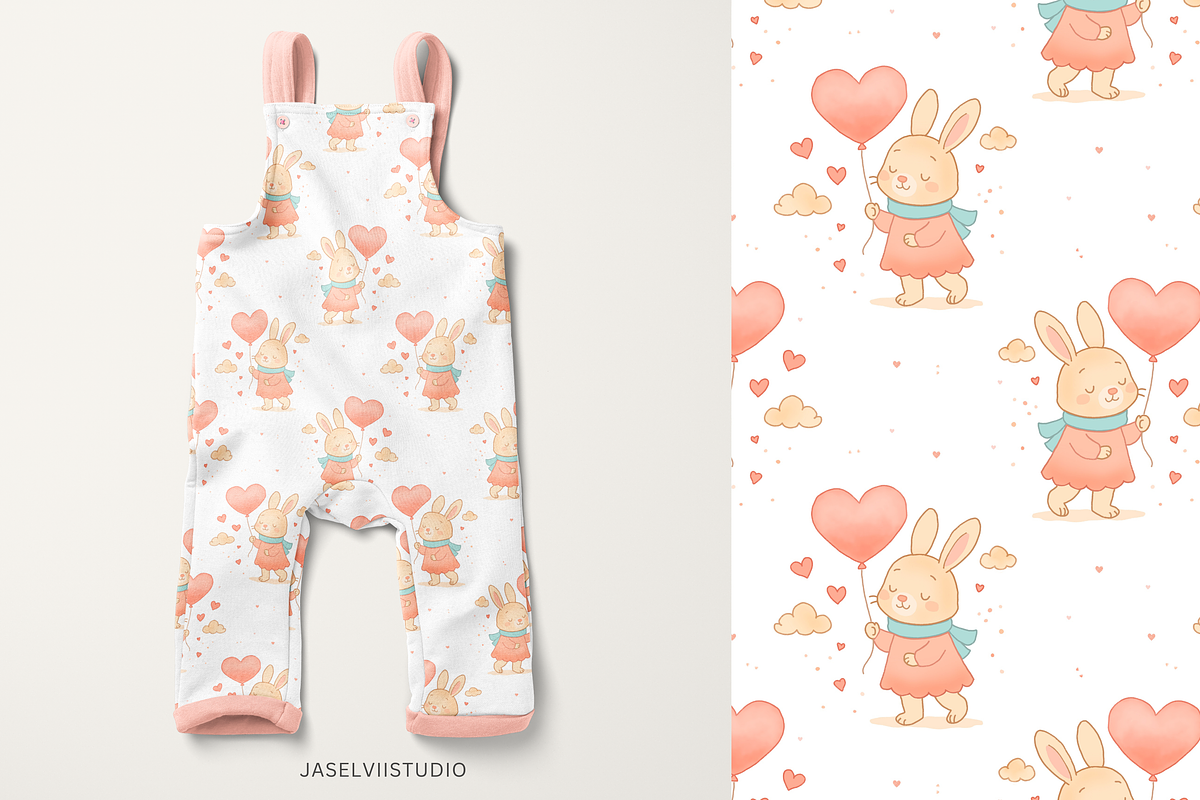 Bunny Valentine - White, a Pattern Graphic by Jaselvii Studio (Photo 4 of 6)