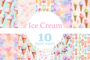 Ice Cream Papers | Pastel Pattern, a Pattern Graphic by GlamArtZhanna