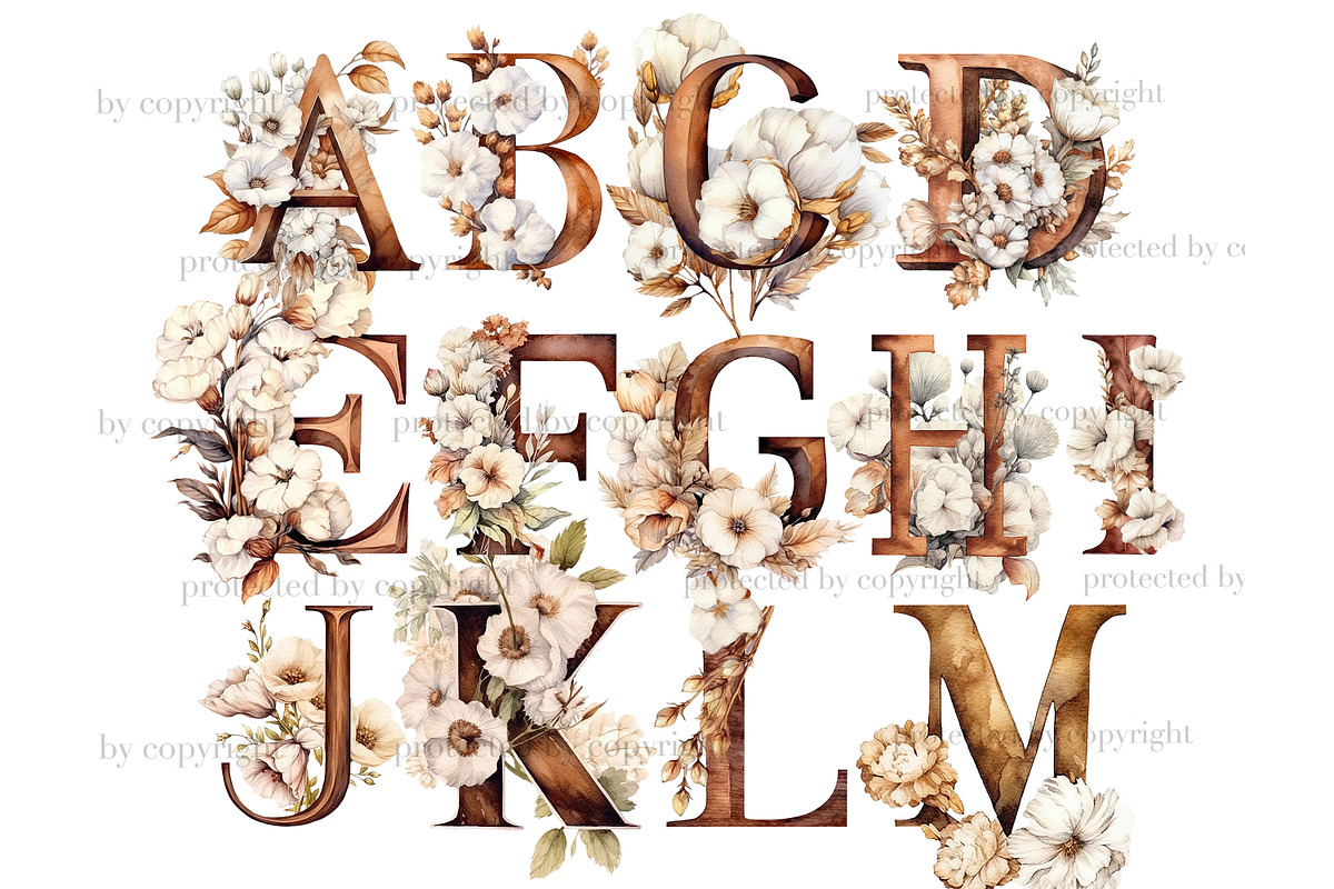 Cotton Alphabet Cozy Winter Clipart, a Decorative Illustration by GlamArtZhanna (Photo 2 of 5)