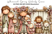 Whimsical Spring Nativity Scene, an Illustration by Black Bird Studio (Thumbnail 1 of 5)