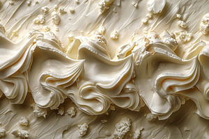 Close-up of swirls of creamy white frosting, showcasing smooth t, a Food & Drink Photo by ImageMir