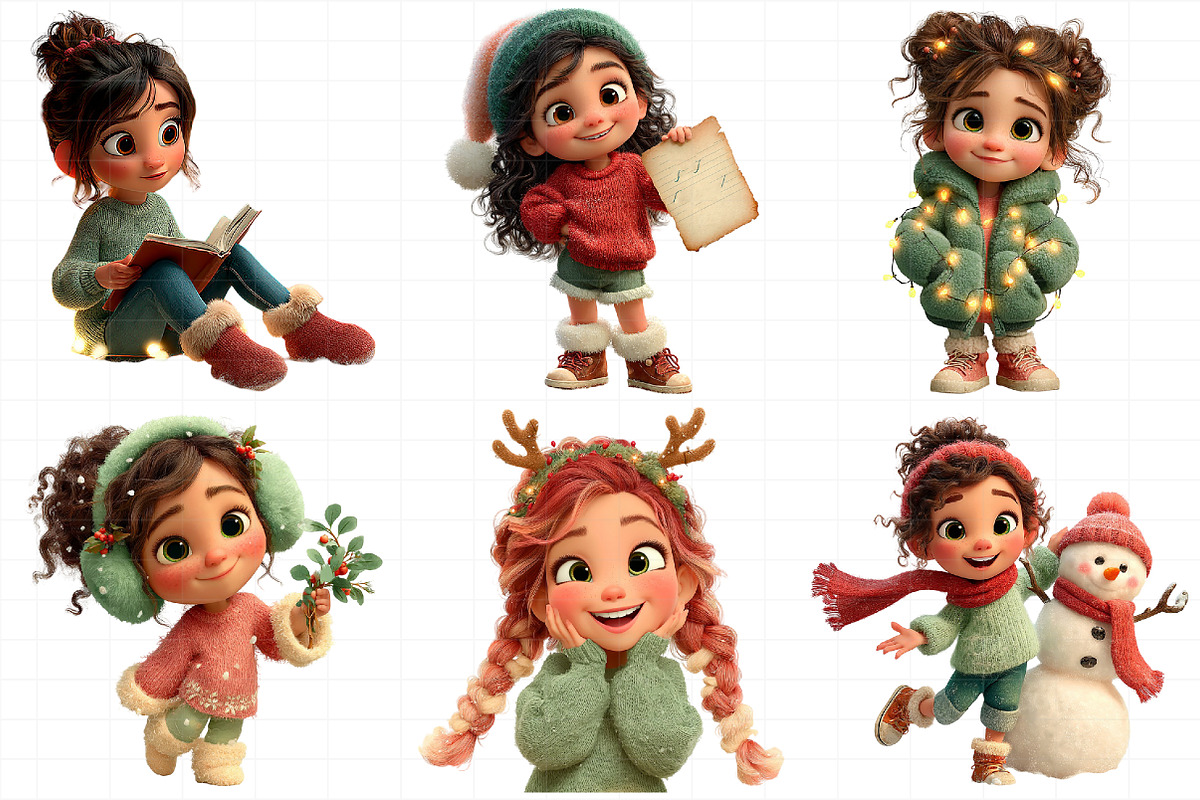 Christmas Whimsical Girl Clipart, an Illustration by Daily.Designs (Photo 5 of 5)