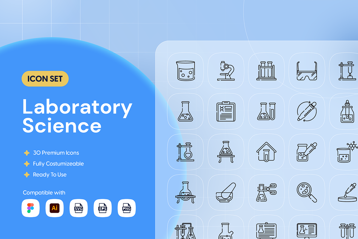 Laboratory Science Icon Set, an Outline Icon by Nathaya Studio (Photo 1 of 2)