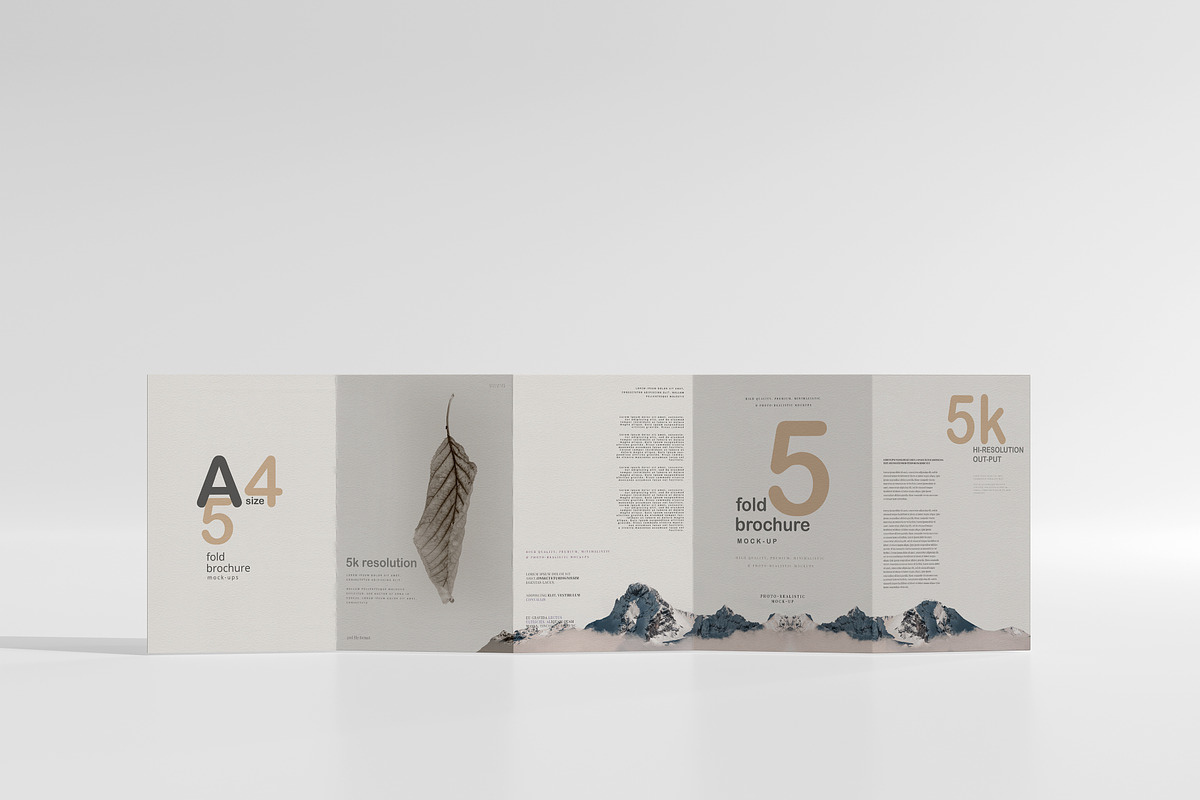 A4 Size Five Fold Brochure Mockup, a Print Template by pmvch (Photo 9 of 20)