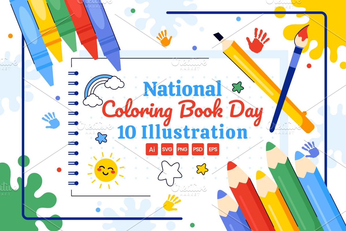 10 National Coloring Book Day, an Education Illustration by denayunebgt (Photo 1 of 4)