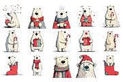Cute Christmas Polar Bear Clipart, a Graphic by Markicha Art (Thumbnail 2 of 4)