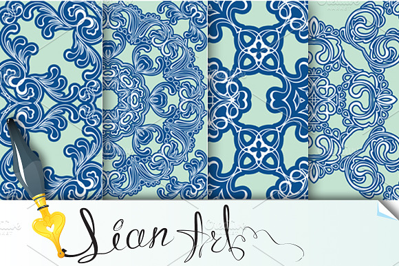 Set of 4 ornamental backgrounds preview 2