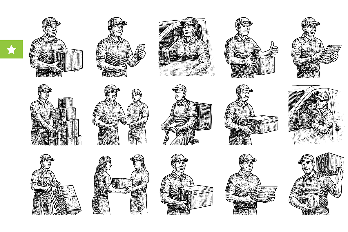 Delivery Worker Vintage Set, an Object Graphic by RT Studio (Photo 1 of 4)