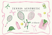 Tennis Aesthetic Collection, a Sport Illustration by ArtMaslyana (Thumbnail 1 of 7)