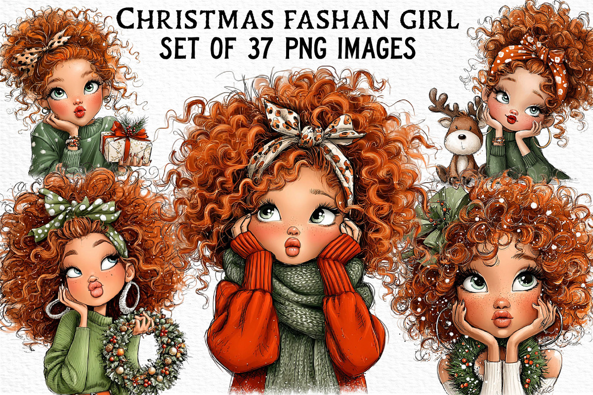 Christmas Fashion Girl Clipart, an Illustration by Craft Nest (Photo 1 of 6)
