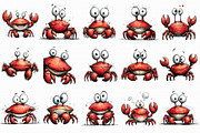 Quirky Funny Crab Clipart, an Illustration by Libby Wishes (Thumbnail 2 of 6)
