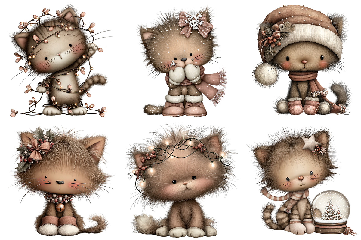Whimsical Christmas Cat Clipart, an Illustration by Craft Nest (Photo 9 of 10)