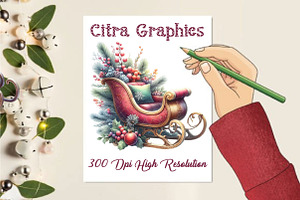 Christmas Sleigh Sublimation Clipart