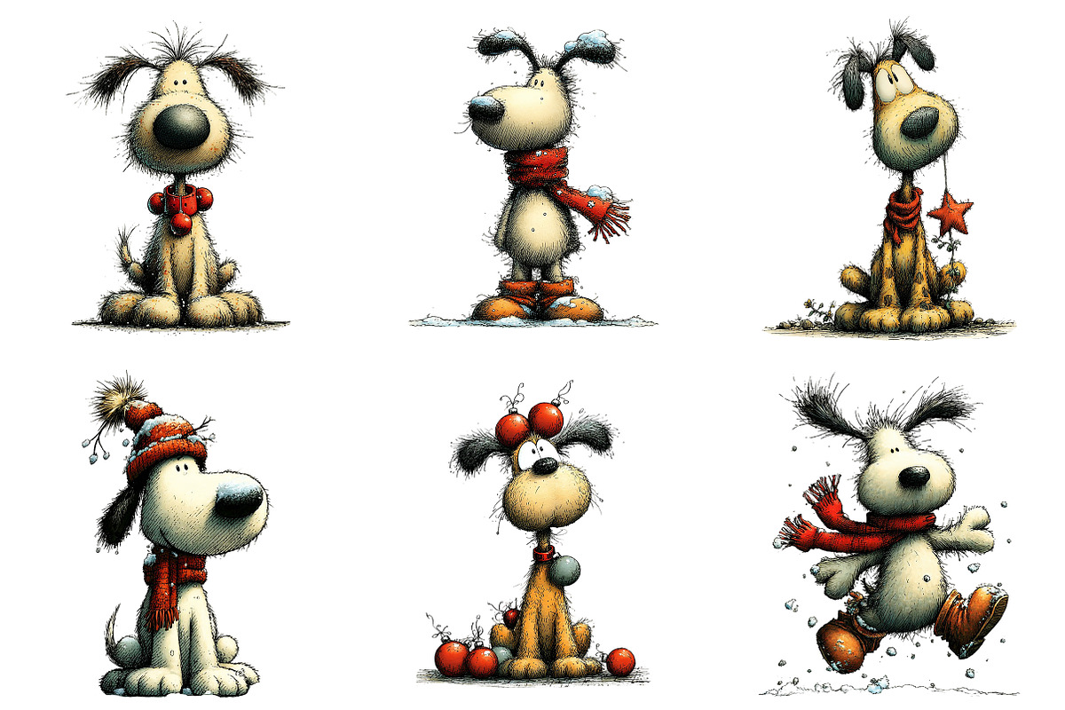 Whimsical Christmas Dog Clipart, an Illustration by Craft Nest (Photo 6 of 10)