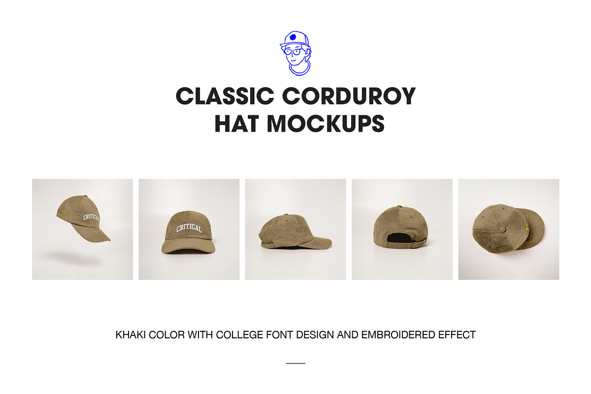 Corduroy cap,hat mockups, a Hat Mockup by made_by_nope (Photo 3 of 5)
