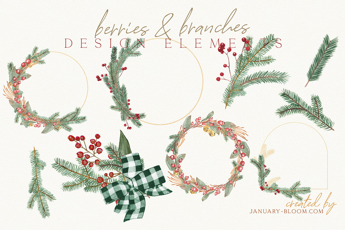Christmas Watercolor Festive Clipart, an Animal Illustration by January Bloom (Photo 14 of 32)