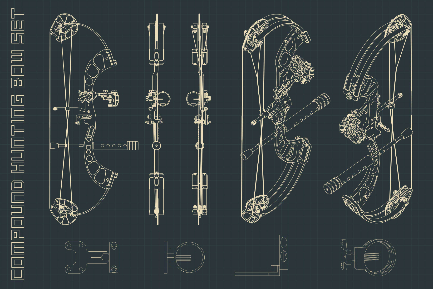 Compound Hunting Bow Set by Blacklight | Creative Market