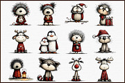 Christmas Winter Animals Clipart, an Illustration by Sublimation Artist (Thumbnail 3 of 6)