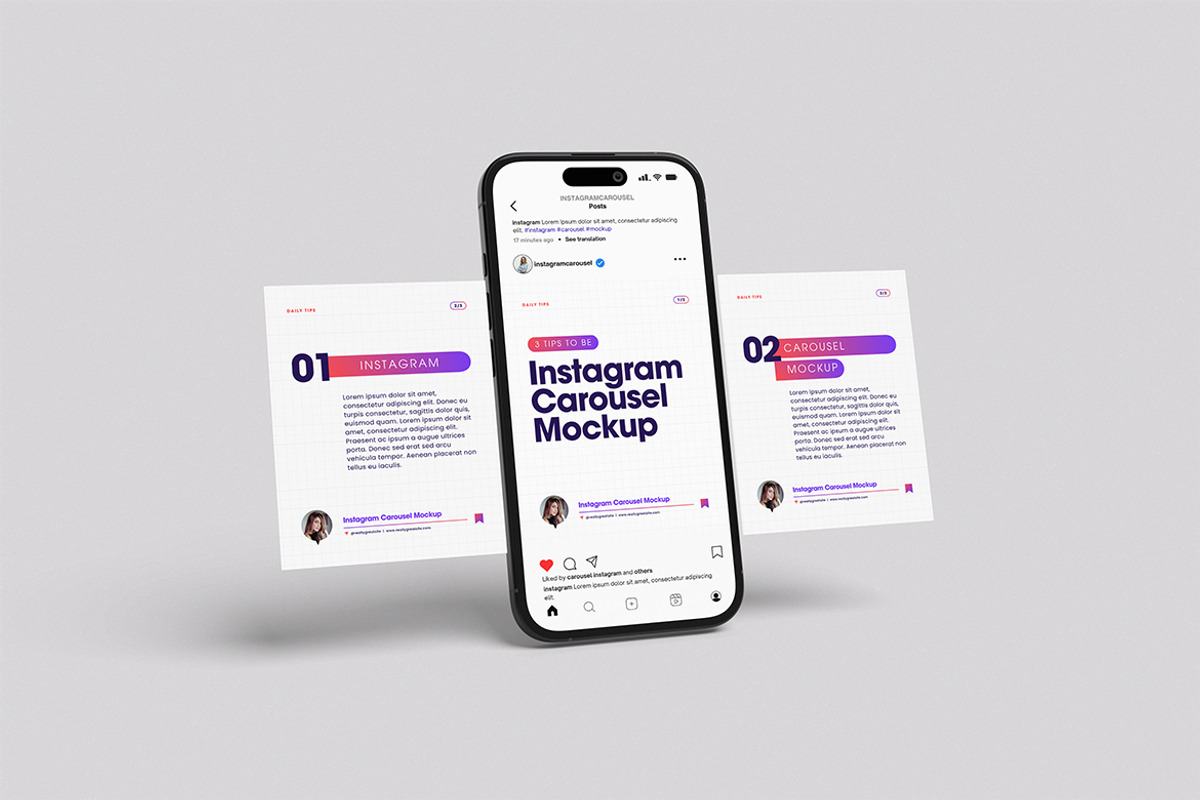 HighQualit Instagram Carousel Mockup, an iPhone Mockup by swsi-studio (Photo 3 of 5)