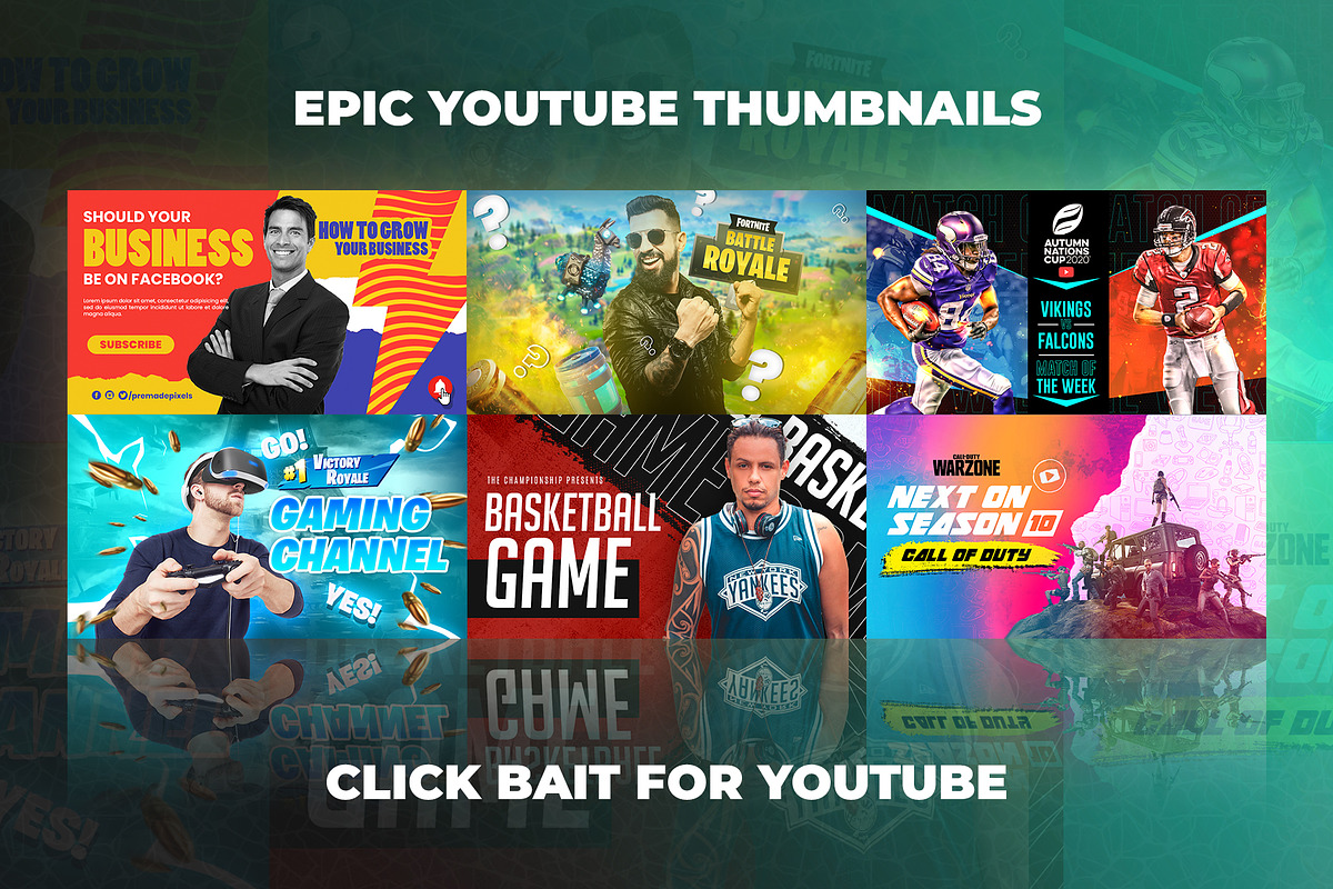 Epic Youtube Thumbnails Set 3, a Social Media Template by PremadePixels.com