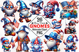 Groovy Patriotic Gnome Clipart, an Illustration by RobertsArt