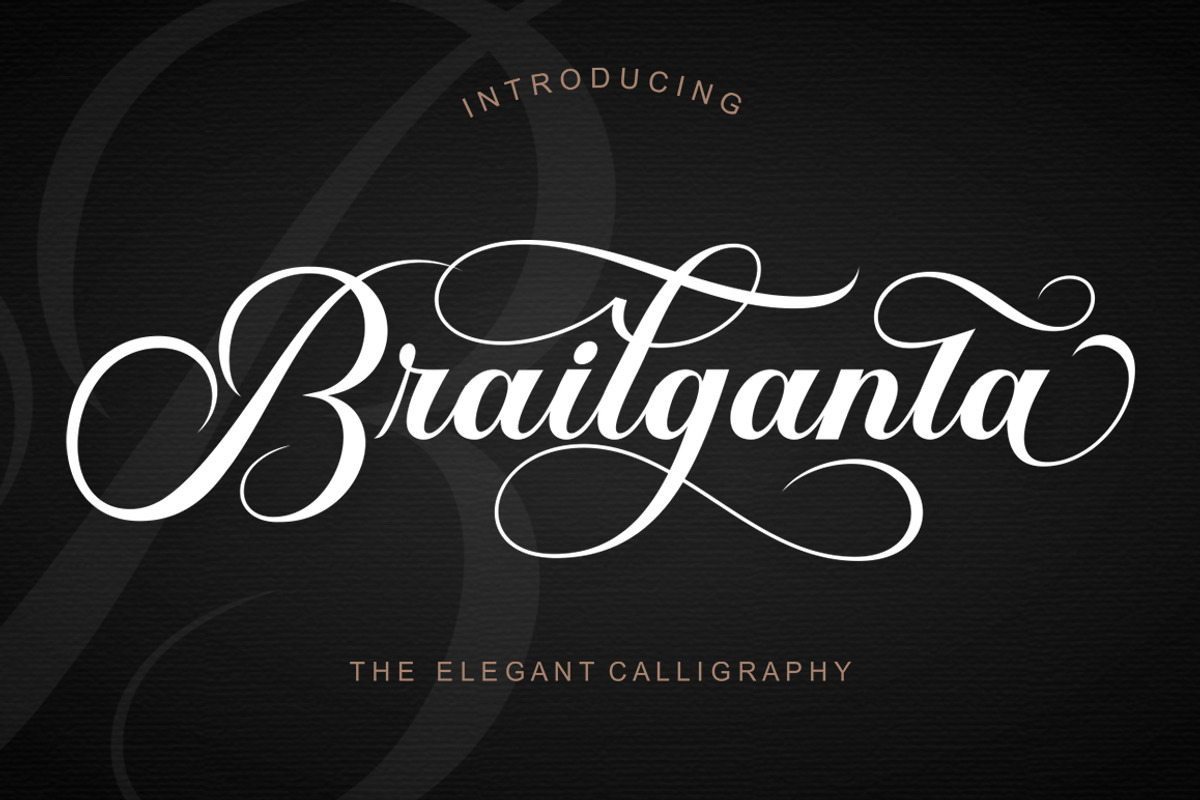 Brailganta Script, a Script Font by Strong.co (Photo 1 of 12)