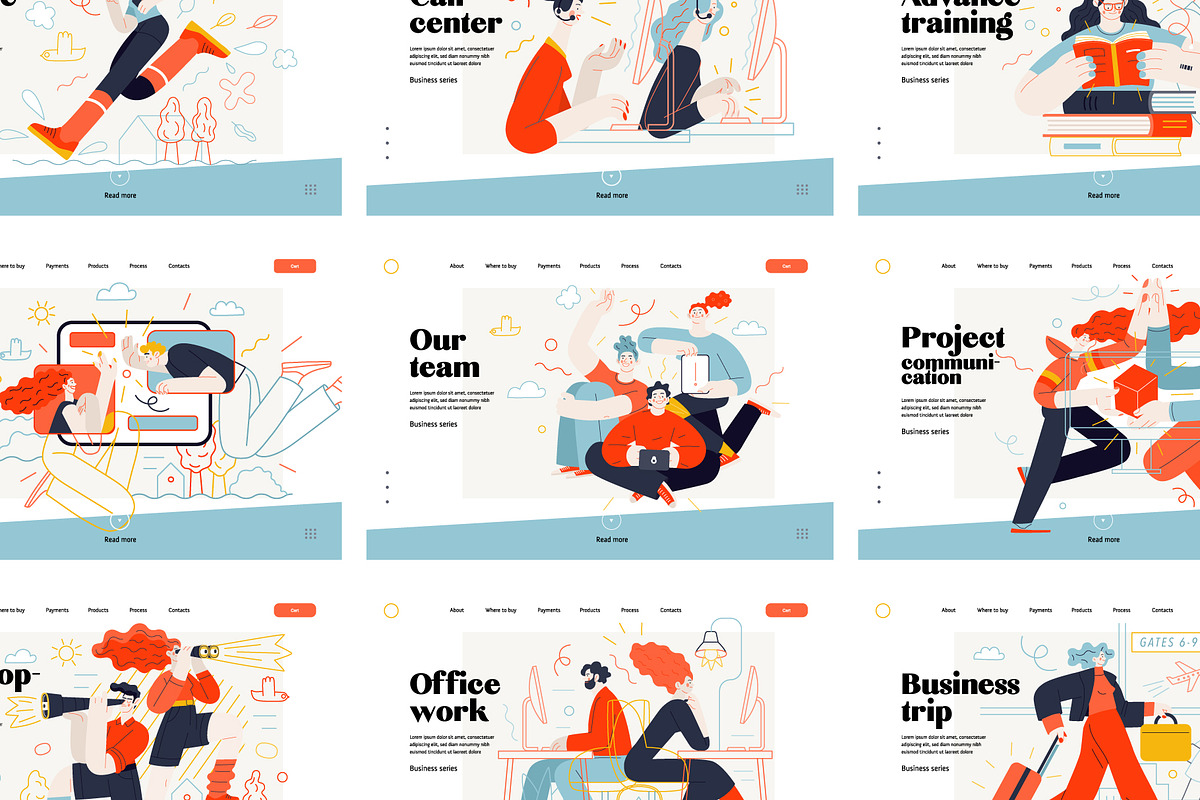 Company, flat web illustrations, a Templates & Theme by Grivina's shop (Photo 15 of 27)