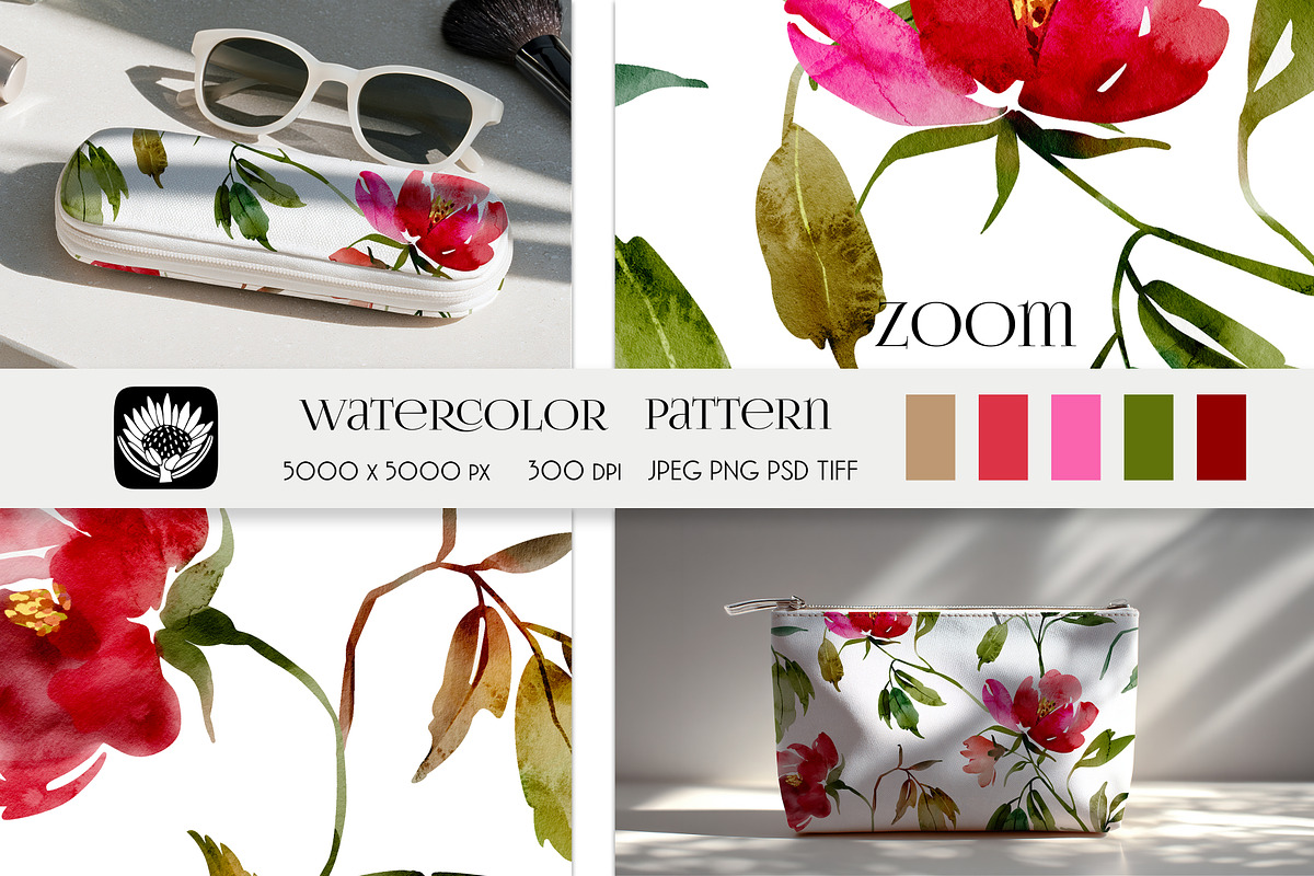 Watercolor Floral Pattern, a Pattern Graphic by PROTEA Watercolor Studio (Photo 2 of 9)