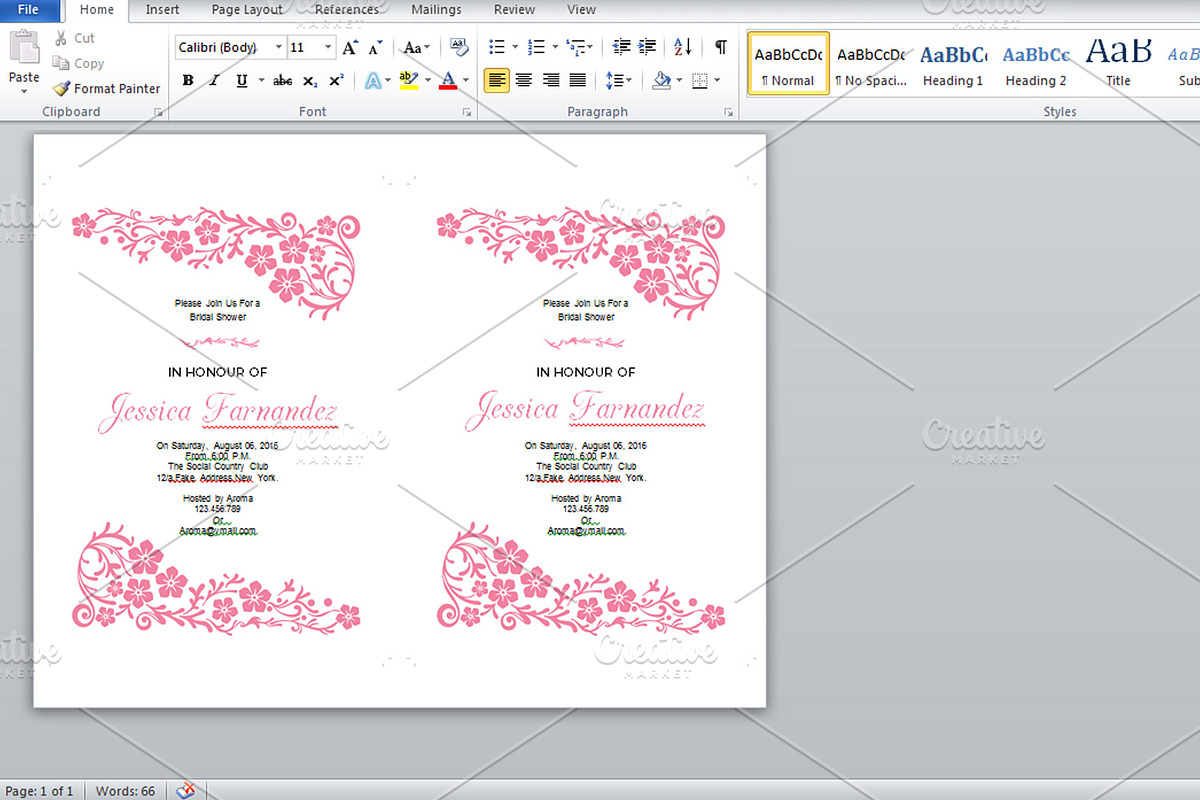 Bridal Shower Invitation Template, a Stationery Template by retrographix (Photo 3 of 3)