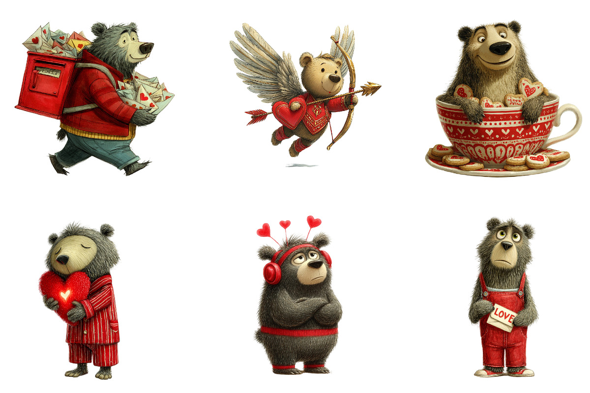 Valentine Teddy Bear Clipart, an Illustration by CreationArt (Photo 2 of 6)