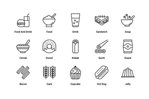 Food And Drinks Outline Icons