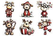 Quirky Christmas Reindeer Clipart, an Illustration by Daily.Designs (Thumbnail 4 of 5)