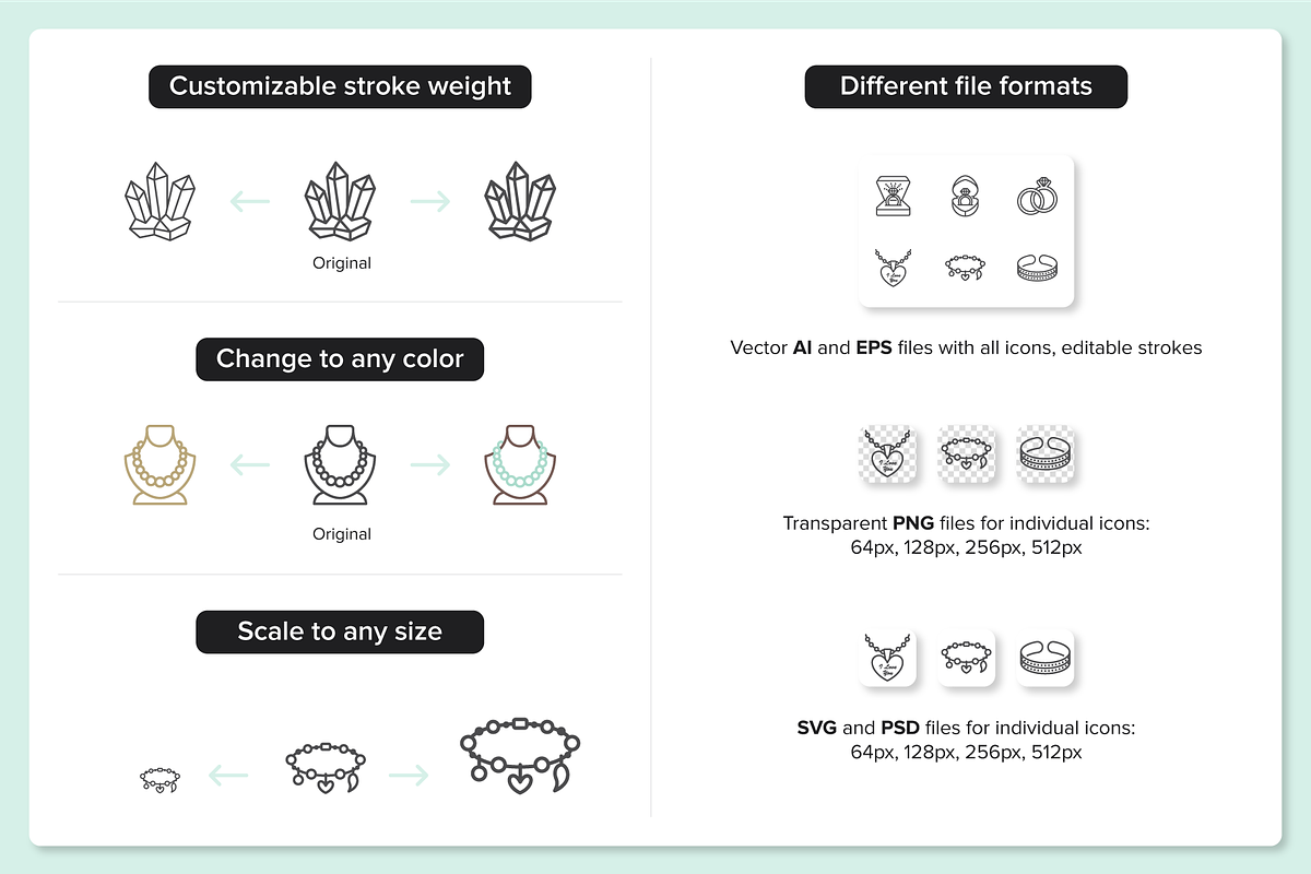 90 Jewelry Icons, an Outline Icon by Nadiinko (Photo 3 of 5)