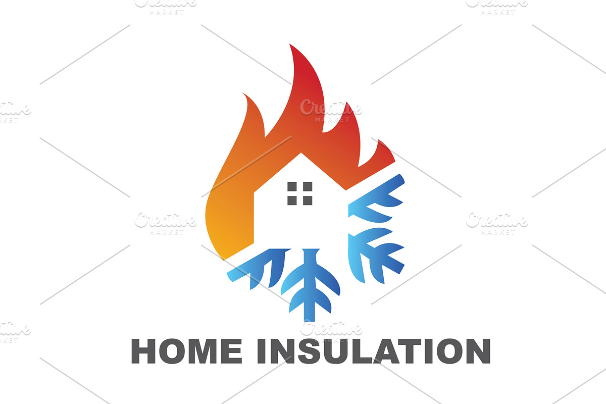 Home insulation logo fire and ice, an Illustration by LogosDen
