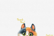 Multi-colored kitten with big cup, an Animal Illustration by Azuzlikus (Thumbnail 3 of 3)